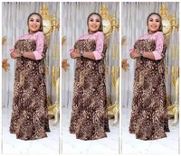 new style african fashion womens clothing dashiki leopard grain print lace stitching long dress free size