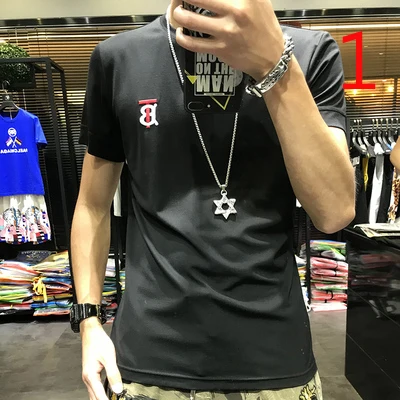 

Летняя мужская футболка с коротким рукавом, новинка 2019, Корейская версия трендовой рубашки с коротким рукавом