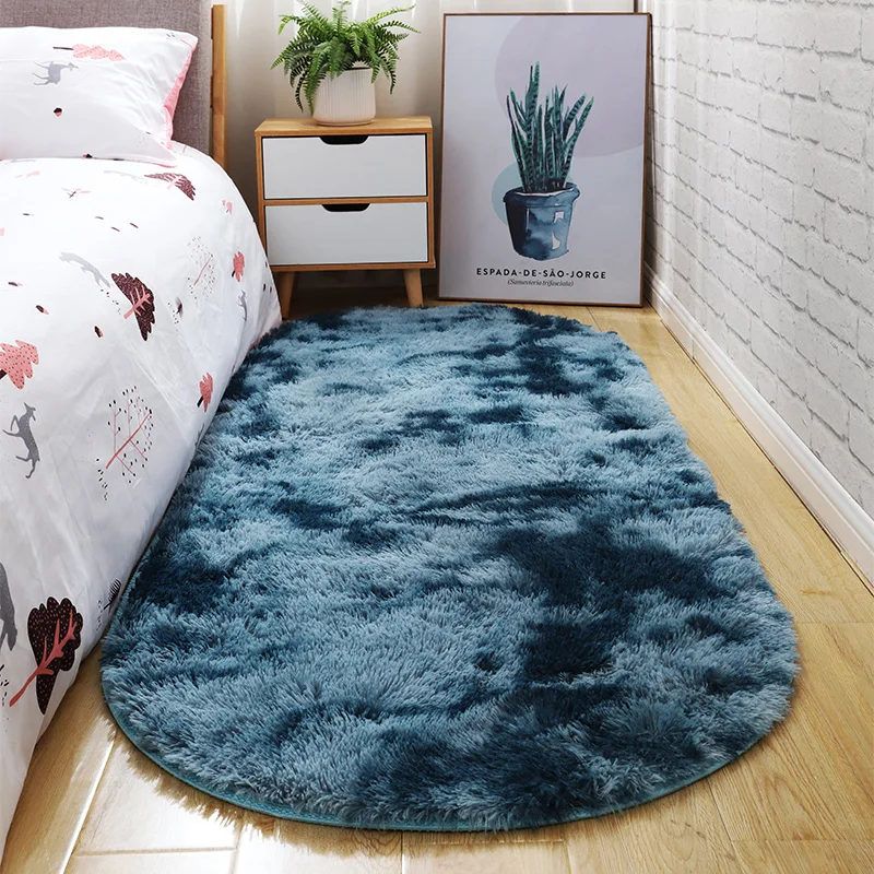 

Nordic ins style simple carpet modern home bedside bedroom carpet thick oval gradient mat children crawling rug La alfombra
