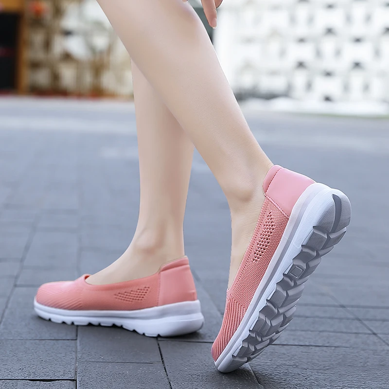 

New Style Women Sneakers Slip on Lightweight Mesh Shoes Women Summer Breathable Comfortable Flats Shoes Female Promotion Size 42