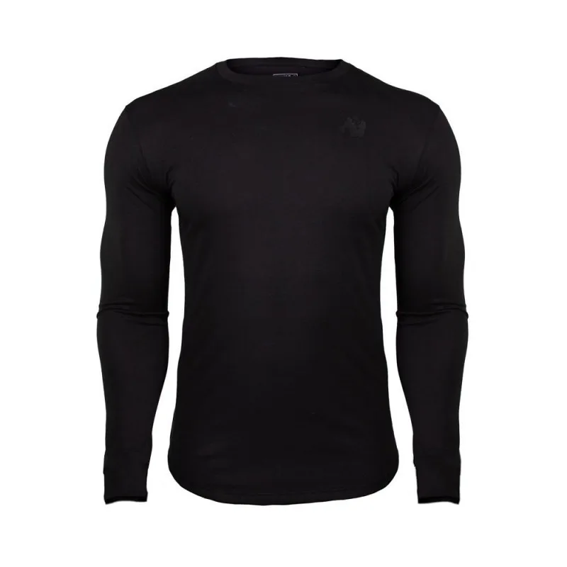 Black Cotton Long Gym Shirt Sport T Shirt Men Run Jogging Fitness T-shirt Compression Shirts Tops Male Running Shirt Men Clothing - Цвет: Black