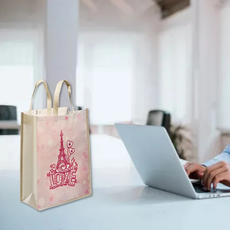 

066F 5D DIY Painting Tote Bag with Resin Reusable Grocery Bags Fashionable Shopping Daily Organization Art Handbag for Women