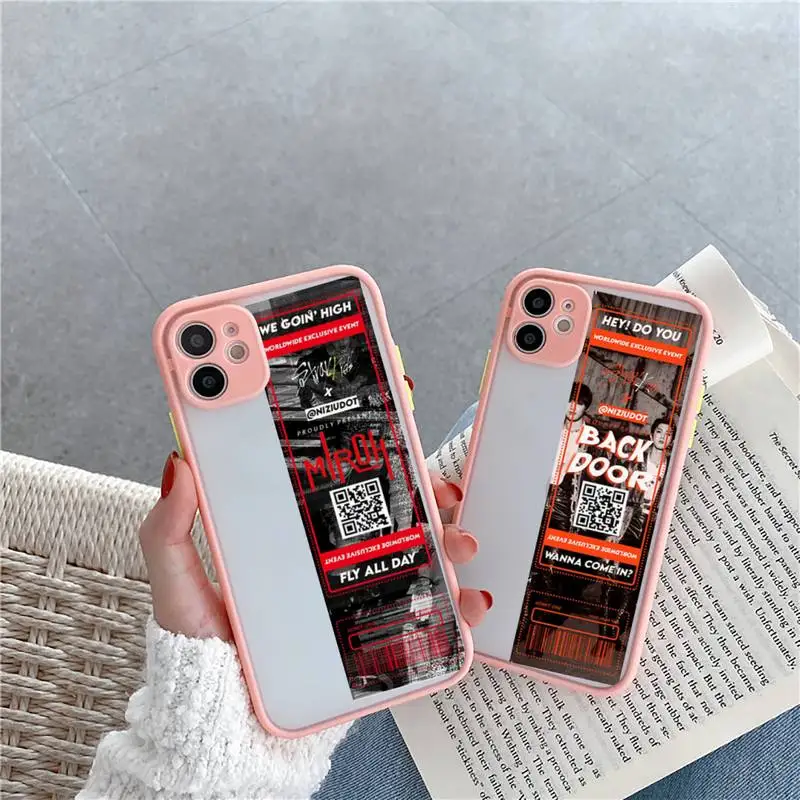 

Stray Kids Air tickets Design Phone Case For iPhone 12 11 Mini Pro XR XS Max 7 8 Plus X Matte transparent Pink Back Cover