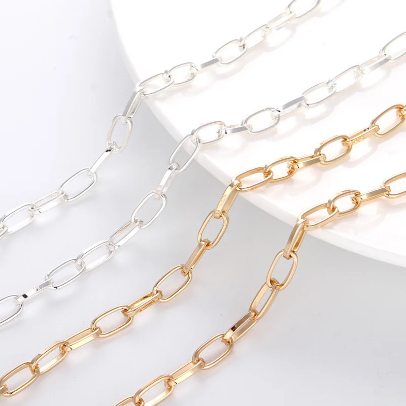 Металлический золотистый роликовый кабель шириной 1 метр, 6 мм, большие цепочки для ожерелья, фурнитура для изготовления ювелирных изделий, ...