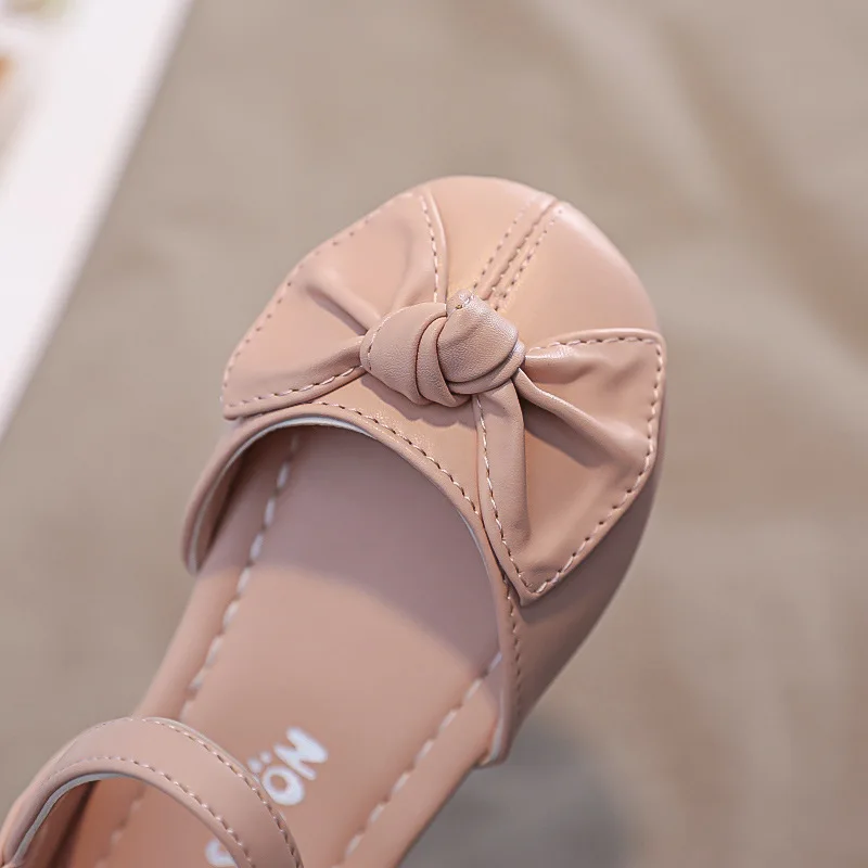 Zapatos de cuero para ni&ntilde;a, sandalias de medio estilo para ni&ntilde;o, zapatos de cuero de princesa con lazo para beb&eacute;, zapatos casuales de moda 2022-4