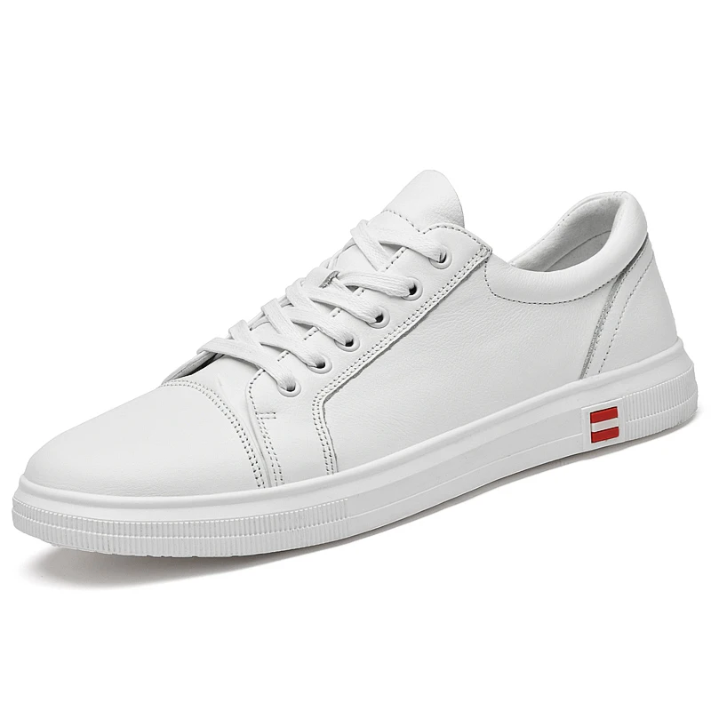 

Men's Shoes White Lace Up Genuine Leather Luxury Shoes Men Breathable Round Toe White Sneakers Shoes Man High Quality Loafers
