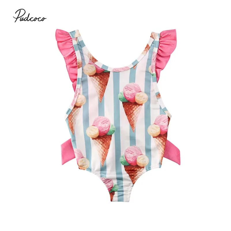 Лето 2020 купальник для младенцев детей маленьких девочек в полоску с оборками