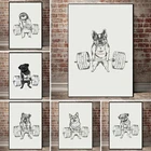 Картина на холсте с изображением животных, бульдога, тяжелой атлетики