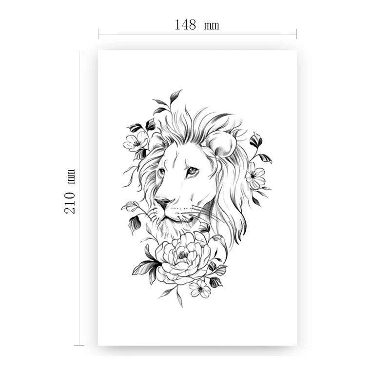 

Large Size Arm Half Sleeve Tattoo Sketch Lion King Rose Waterproof Temporary Tatoo Sticker Flower Leaves Men Women Totem Tatto