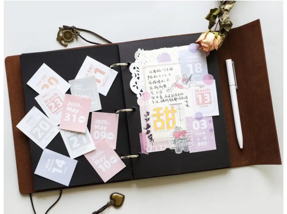 2020 мини настольный календарь sticky note с золотыми штампами ручной работы