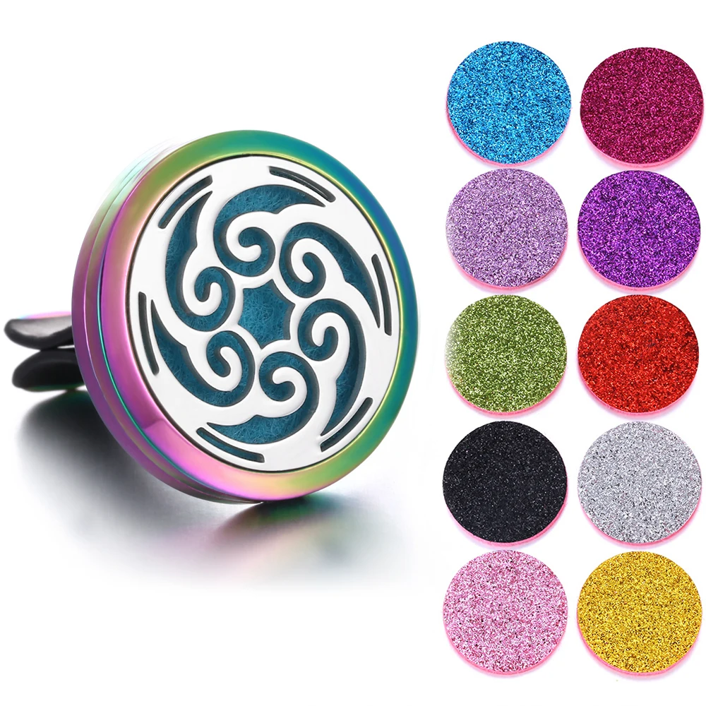 New Aromatherapy Jewelry Car Perfume Diffuser 316L Stainless Steel Aroma Essential Oil Diffuser Car Clip Lockets DropShipping - Окраска металла: 18