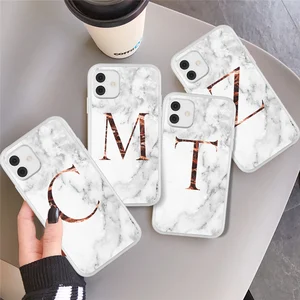 initial letter a z fashion phone case for iphone 11 pro max 12 pro x xr xs max 8 7 plus 12 mini luxury marble texture soft cover free global shipping