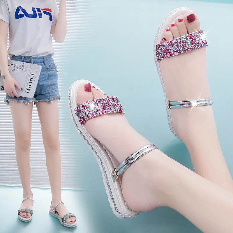 MXHY/летние босоножки в Корейском стиле Босоножки на плоской подошве для студентов