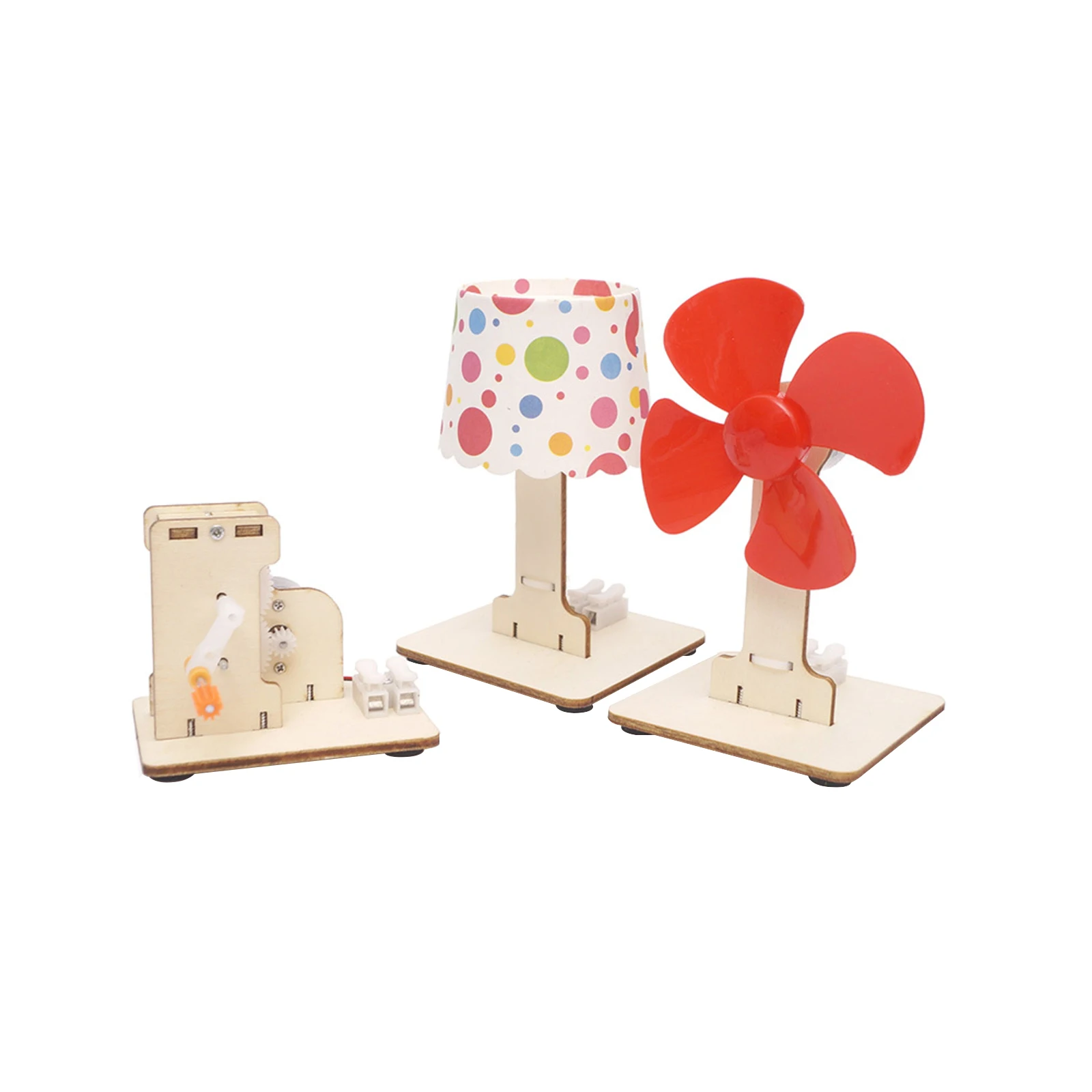 

Simple Assembled Model Kids Educational Wooden Dynamo Toys Windmill With Hand Crank Generator Table Lamp Bright Red Fan Toy Kits