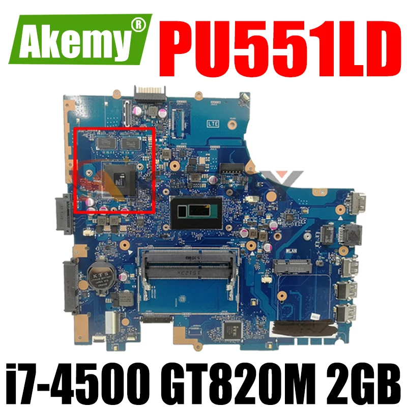 

PU551LD i7-4500CPU GT820M 2GB Mainboard REV 2.0 For ASUS PRO551L PU551LD P551L PU551LA Laptop Motherboard Tested free shipping