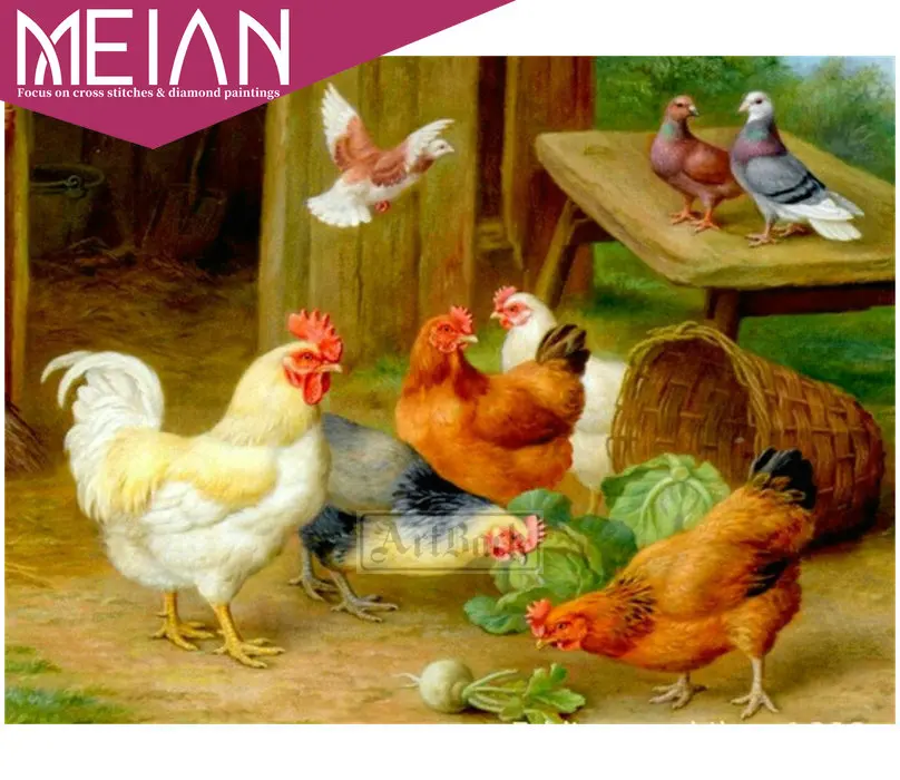 2020 Meian курица 5d алмазная Картина Набор для курицы 3d животное Алмазная вышивка