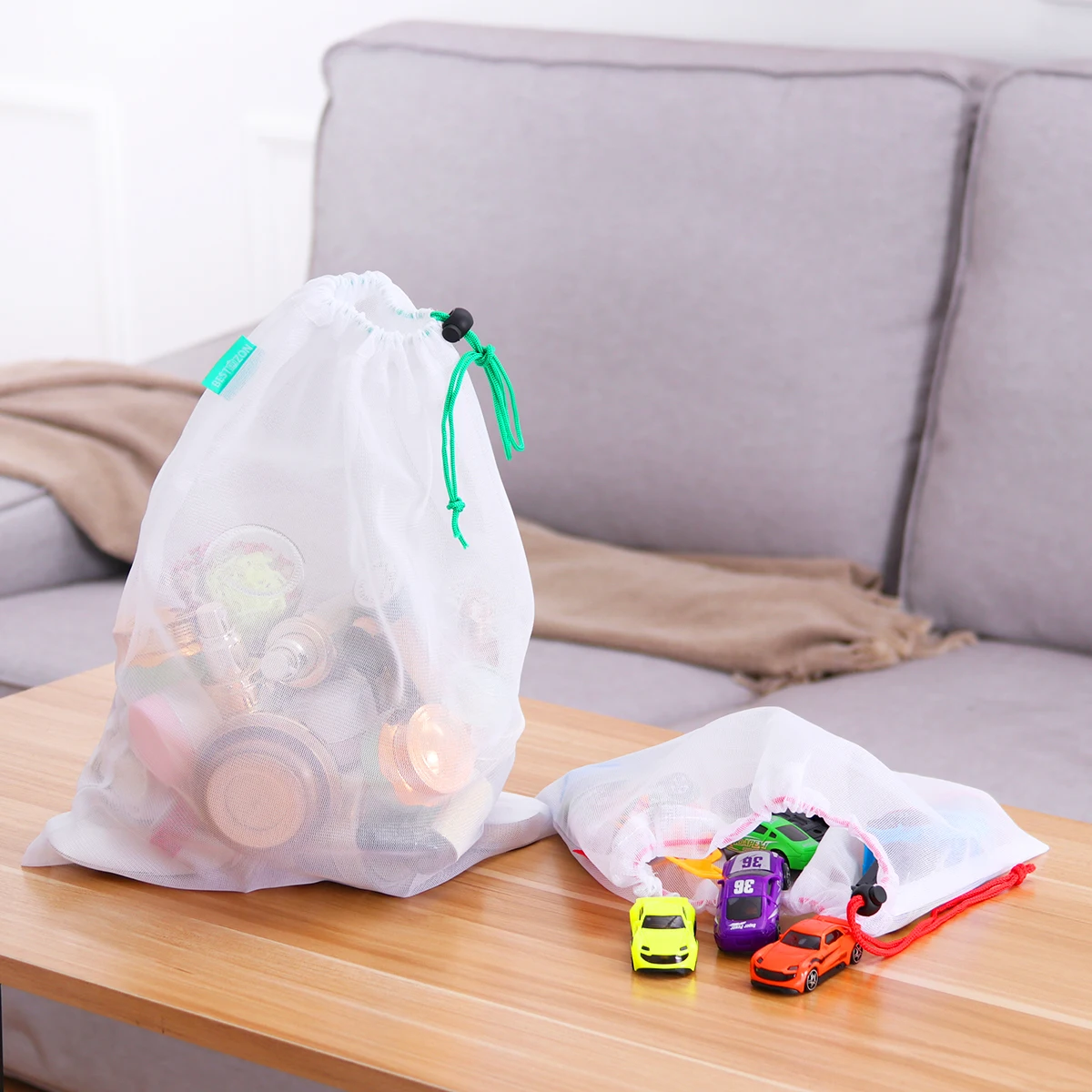 15PCS Kitchen Fruit Storage Bag Waterproof Washable Vegetable Mesh Pouches Drawstring Bags Travel Luggage Packing | Дом и сад