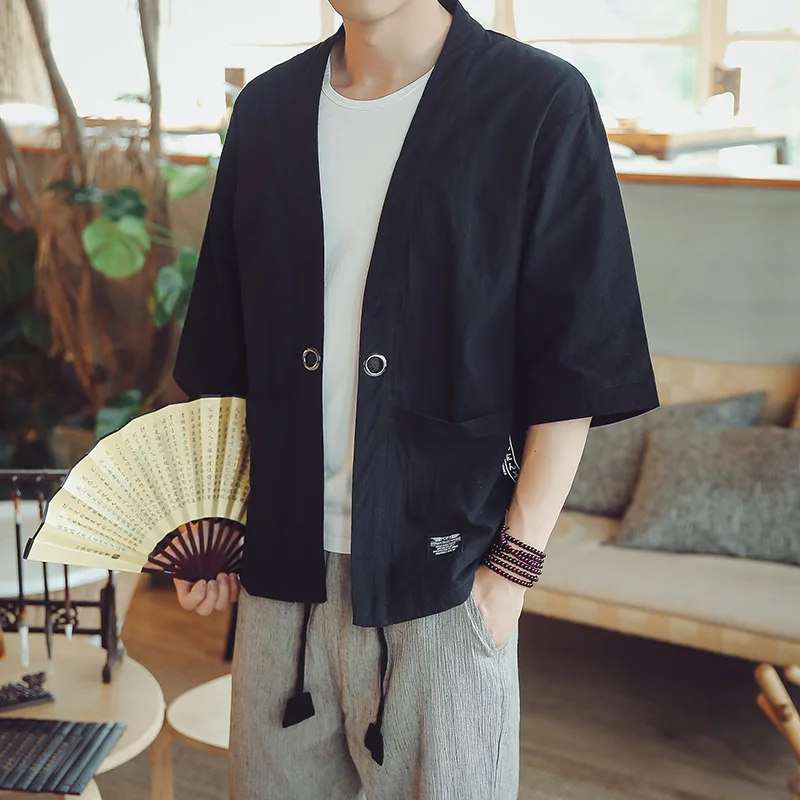 as picture Yukata, мужское кимоно, кардиган, мужские японские кимоно, верхнее пальто, кимоно, костюм для косплея, принт, азиатская одежда, летние пляжные повседневные рубашки - Цвет: as picture