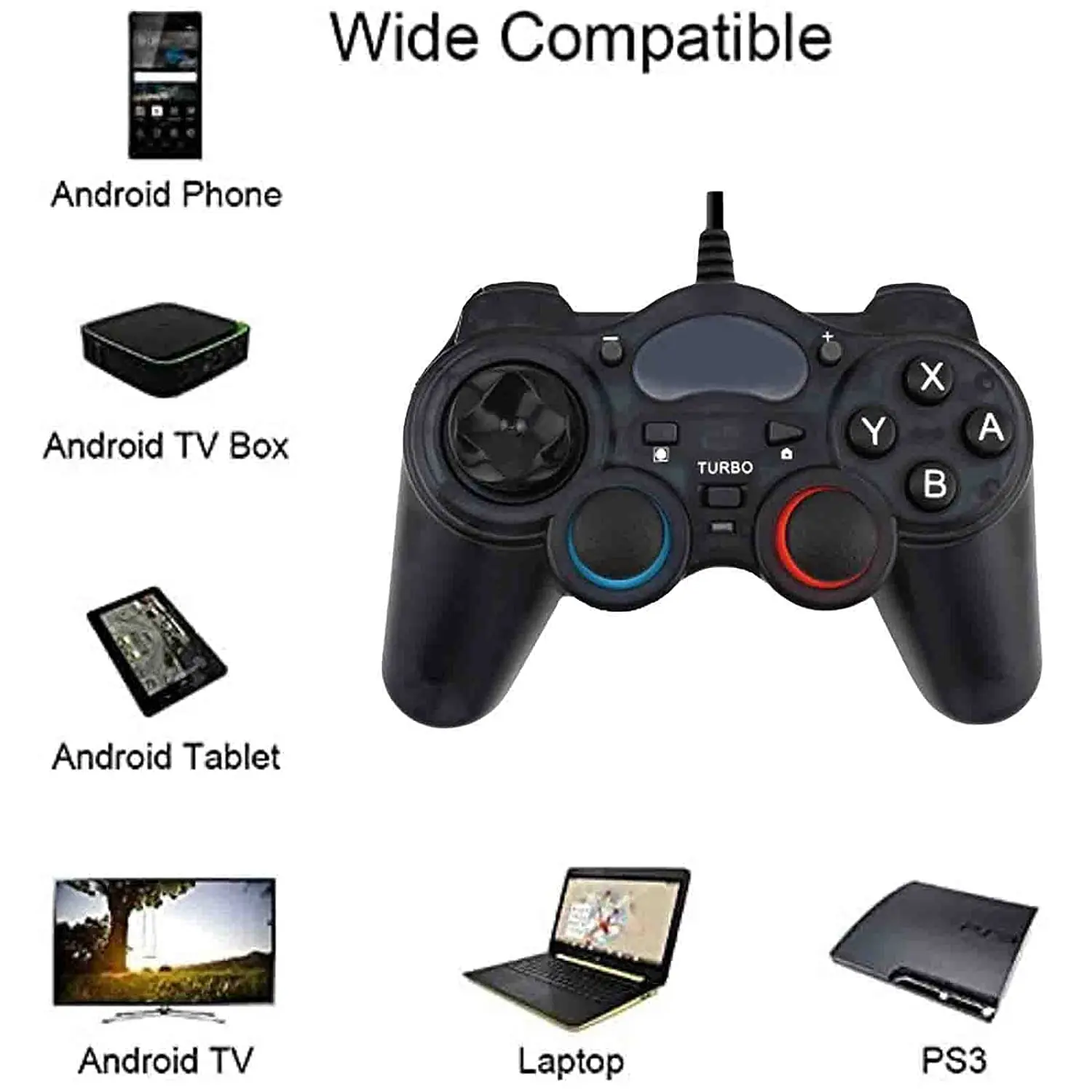 ПК игровой контроллер проводной двойной вибрации USB геймпад для ПК/ноутбука (Windows