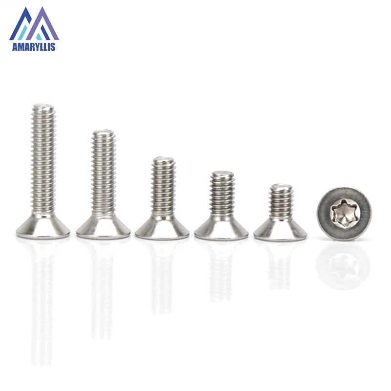 

304 Stainless Steel M3 M4 M5 M6 Countersunk Torx Head Bolt Flat Head Screws Bolts Length 4mm-50mm