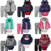 kid girl hooded clothing set toddler baby outfit autumn winter floral coatrompers dotpant3pcs newborn clothes 6 24 month 2019
