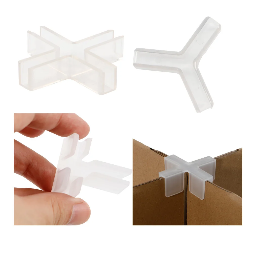 

Plastic 3 Ways T Shape Glass Shelf Box Container Carton Shelf Paper Cardboard Connector Clip Tube Sleeve