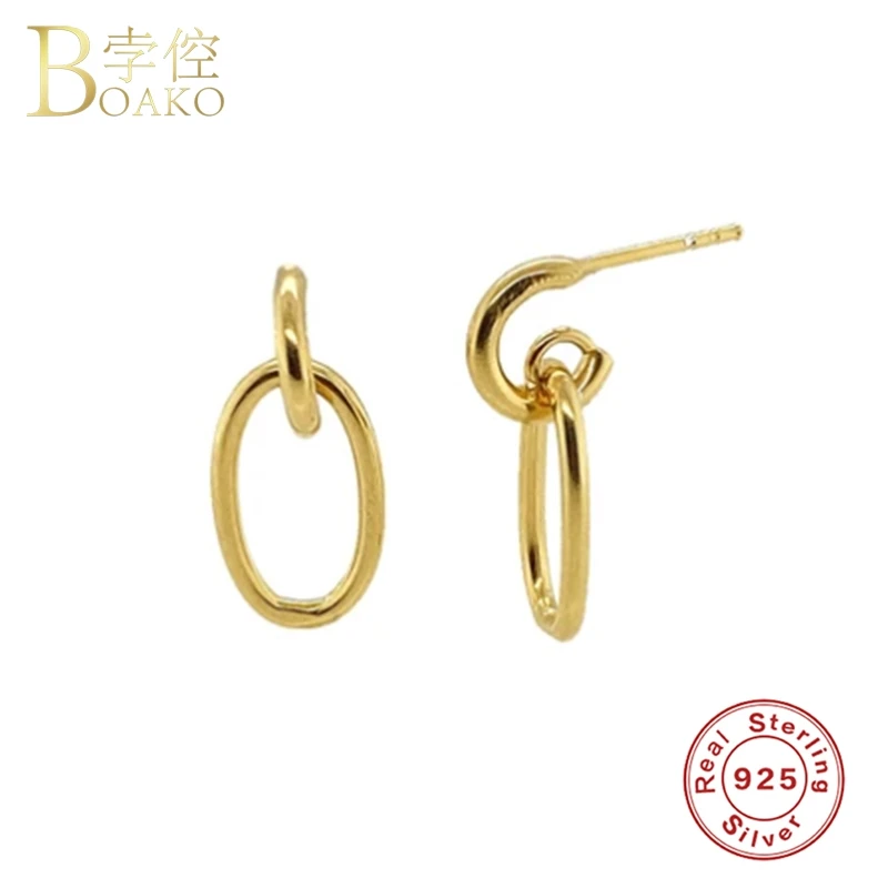 

Boako European and American Two Circle Drop Earring For Couples Lovers' Anniversary S925 Sterling Silver Dangle Earrings Gifts