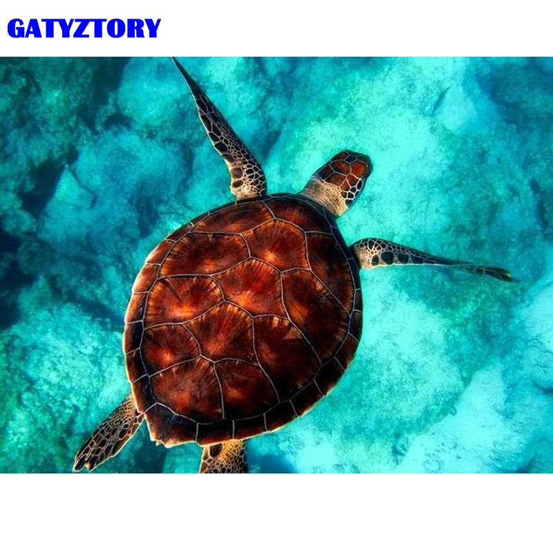 GATYZTORY Рамка Картина 60x75 см черепаха DIY Краска ing по номерам набор акриловая краска по номеру для взрослых стены Искусство картина домашний декор