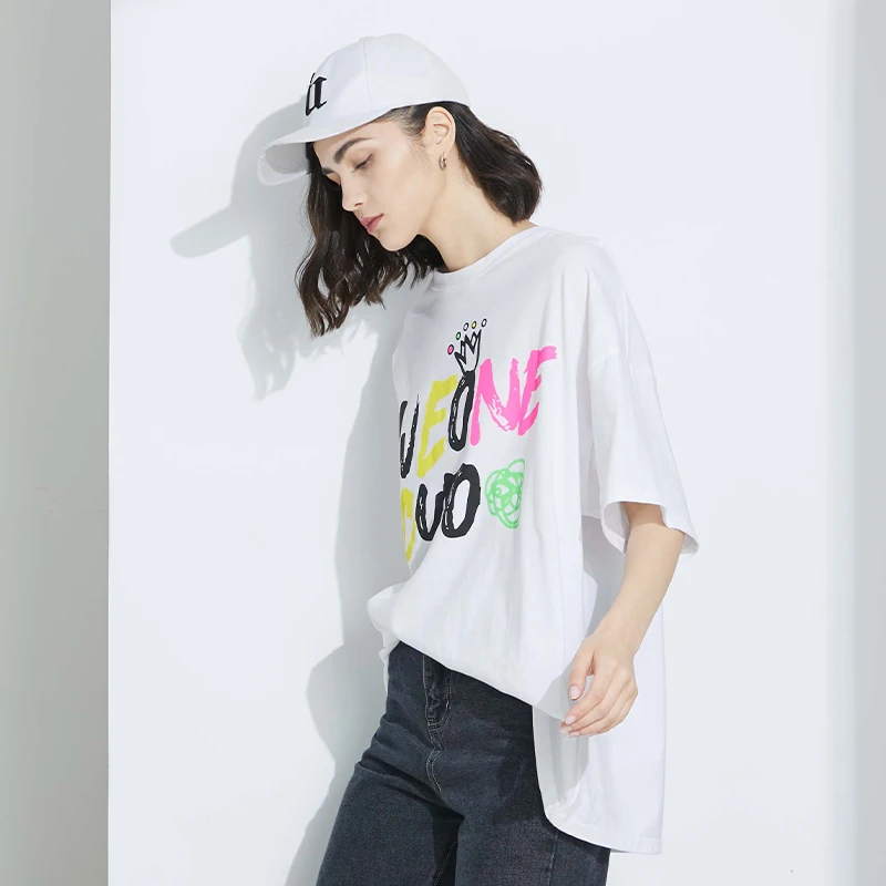 Женская футболка 2020 корейская мода Белая Футболка большой размер женская любовь