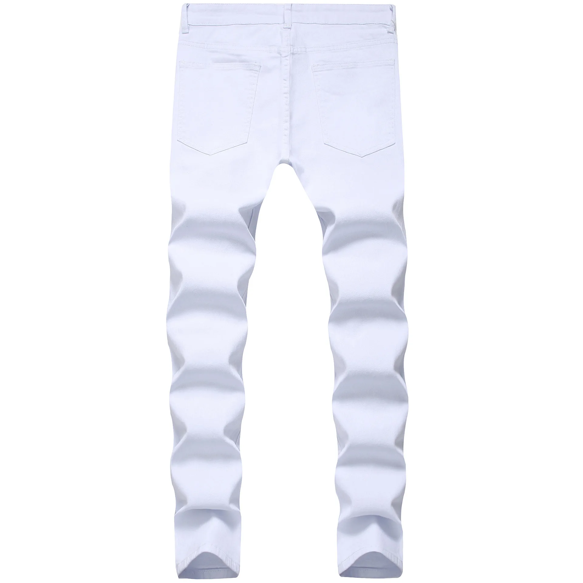 

2020 Men New Style White Jeans Youth Elasticity Slim Fit Pants Jeans