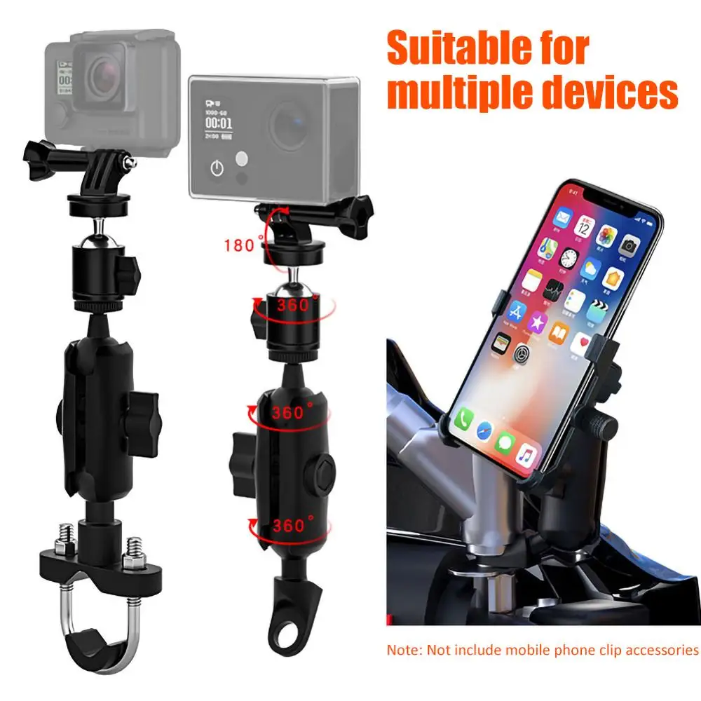 

Motorcycle Camera Recorder Holder Aluminum Alloy Handlebar Fixed Side Bracket Black Motorbike Data Recorder Support Accessories