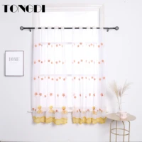 tongdi home kitchen children curtains cartoon bee embroidery white tulle valance decoration for window kitchen dining room