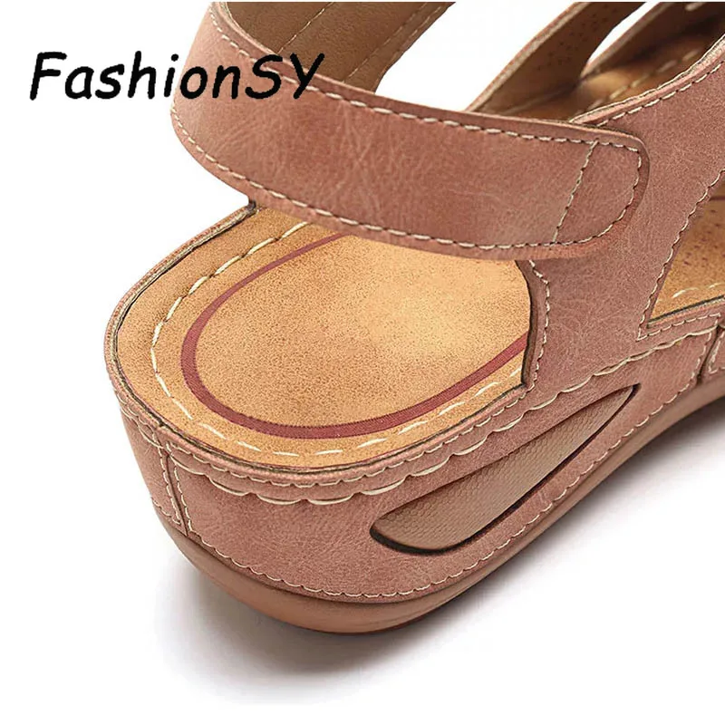 

Summer Women Sandals Ladies Girls Comfortable Leisure shoes Ankle Hollow Round Toe Sandals Soft Sole Shoes woman