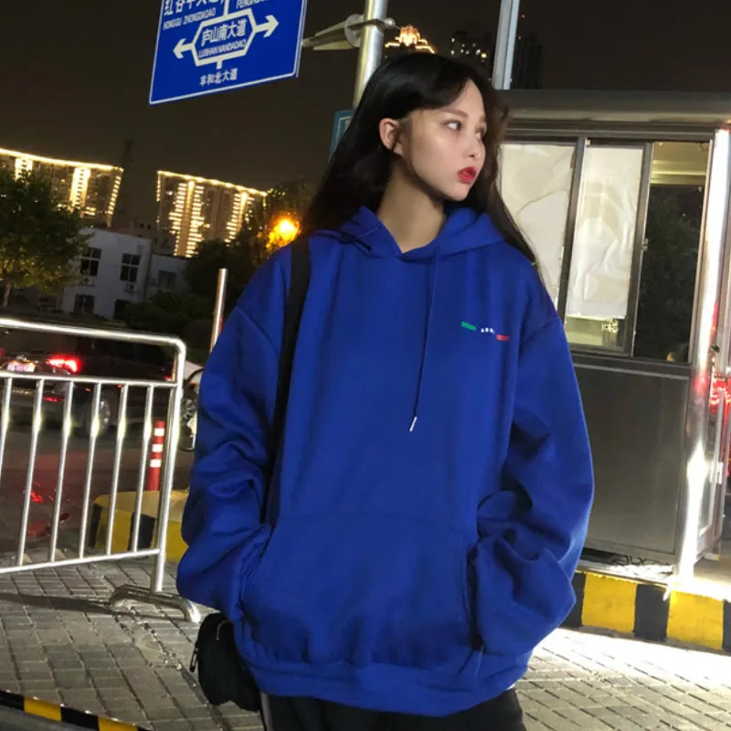 

Hoodies Women Thickening Hooded Pullovers Frog-printed Designer Ulzzang Oversize College Students Casual Popular Females Winter