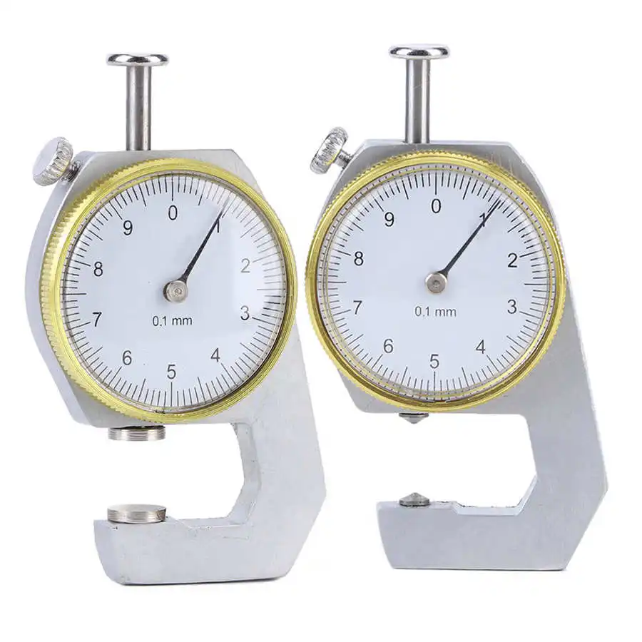 Портативный 0-10 мм Толщиномер Круглый циферблат точность серебристый
