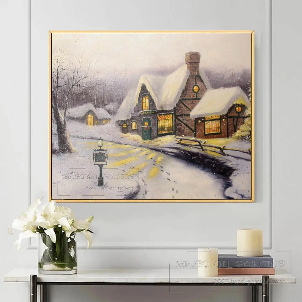 Koop Geschoolde Kunstenaar Handgeschilderde Hoge Kwaliteit Wit Sneeuwen Landschap Olieverf Woonkamer Muur Decor Winter Sneeuwt Olieverf