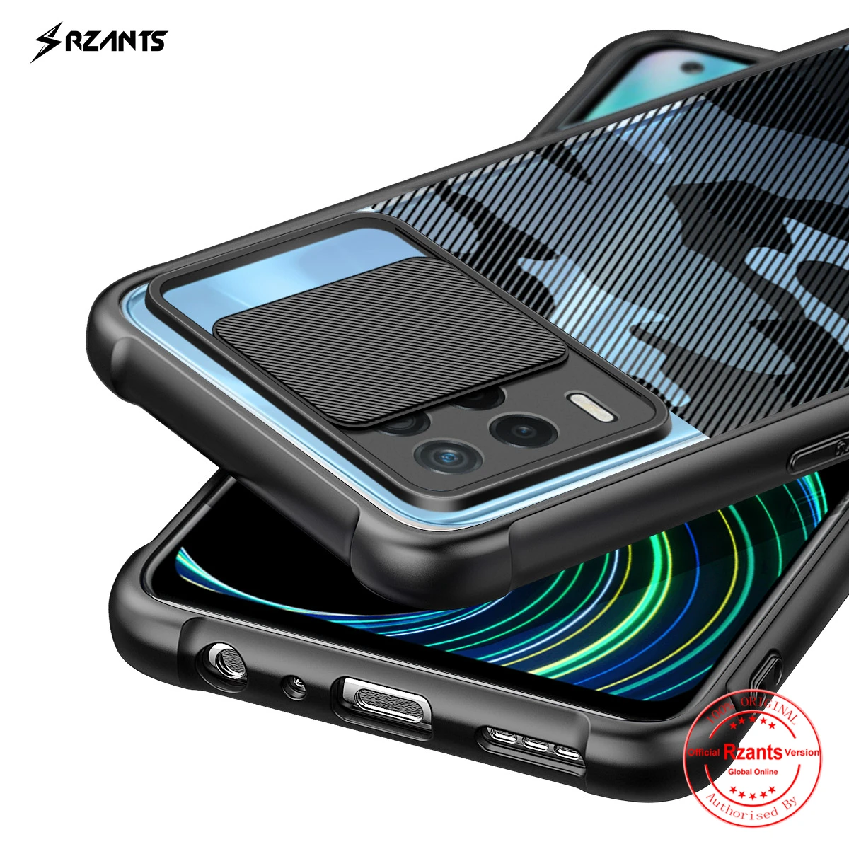 

Rzants For Oppo Realme 8 Pro Oppo Realme 8 8s 5G 4G Phone Case Soft Camouflage Lens Slim Half Clear Phone Casing