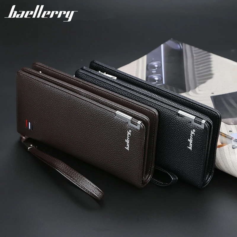 

Baellerry Mens Wallet Phone Bag Designer Wristlet Purse Classic Long Purses Large Card Holder Male Zipper Wallet New Clutch Bag