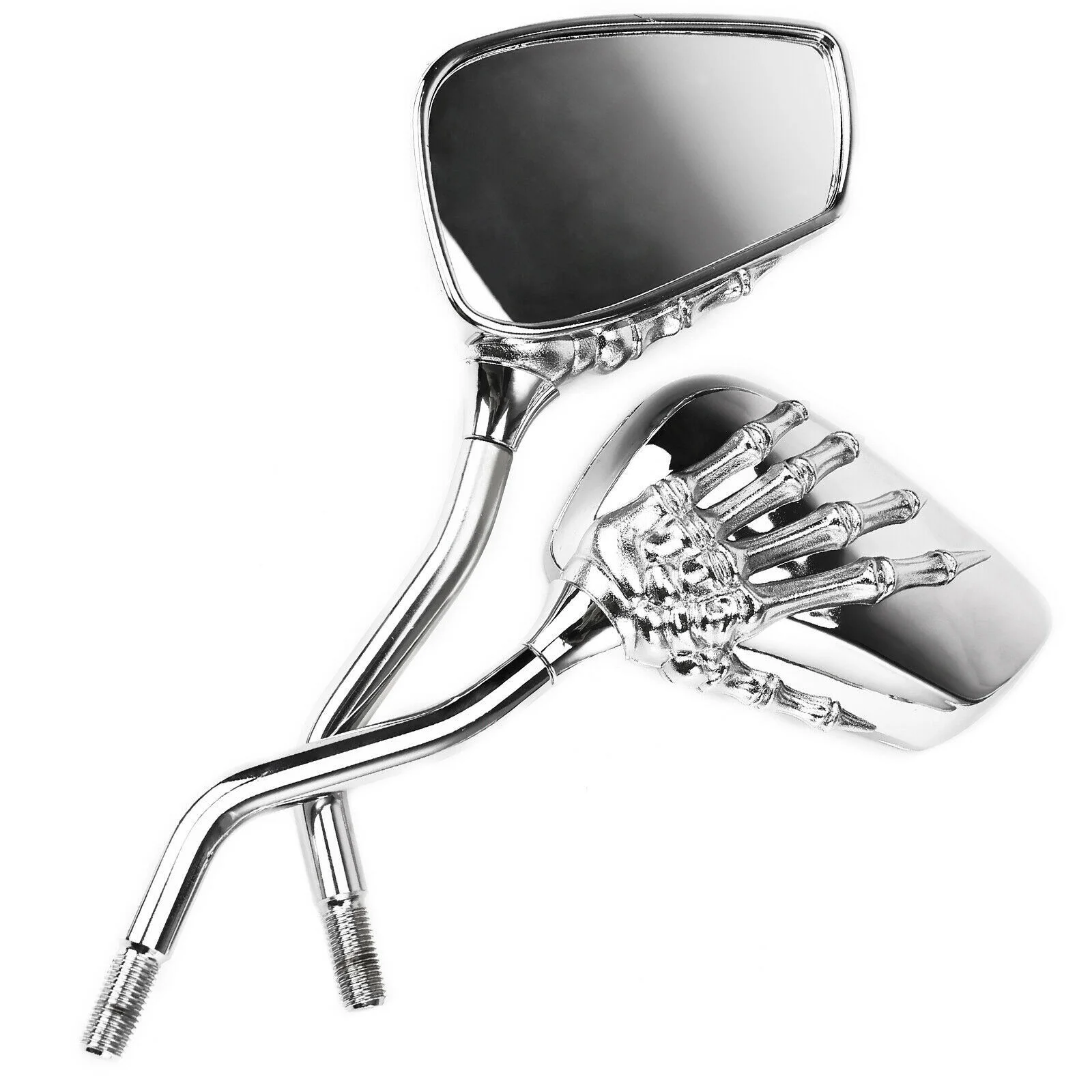 

Chrome Skeleton/Skull Motorcycle Mirrors Motorbike Scooter 8/10mm Thread