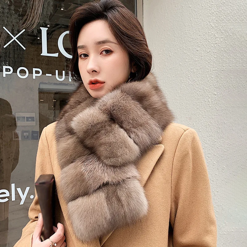 Женский вязаный шарф из натурального меха норки TZ8679 |