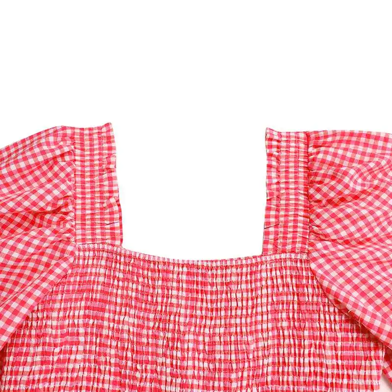 

Vintage Plaid Elegant Long Dress 2021 VONDA Women Sundress Sexy Half Sleeve Square Collar Holiday Party Vestidos Oversized Robe