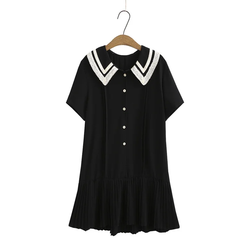 

Plus Size 2XL-5XL Women's Chiffon Dress Short Sleeve A-line Midi Dresses Vintage Vestidos