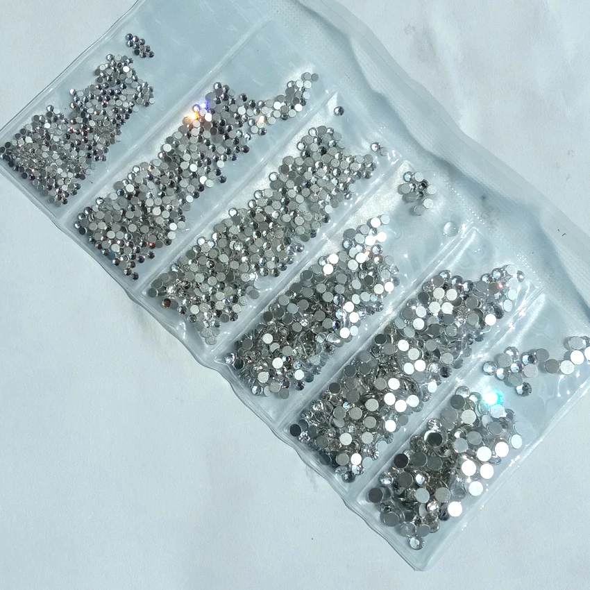 3-10 clear 1728pcs 1600 шт, Стразы для ногтей, белые, разноцветные, основа, стекло, плоская задняя сторона, 3D, очаровательный бриллиант, камень, блестящие бусины, украшение для ногтей - Цвет: 3-10 clear 1728pcs