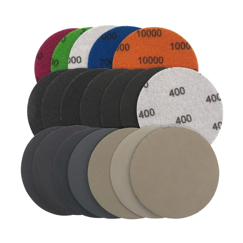 

50pcs 3Inch Wet And Dry Sanding Discs Sandpaper Hook Loop Pads Grit 600 To 10000 For Polishing And Grinding