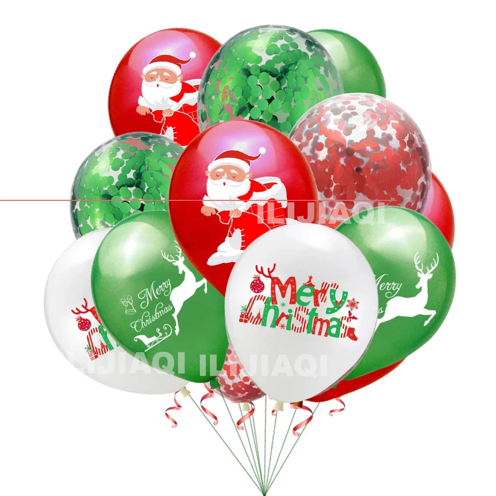 

10Pcs/lot Merry Christmas Decor Latex Confetti Balloon Xmas Baloon Navidad Party Christmas Decoration for Home Globos Belen