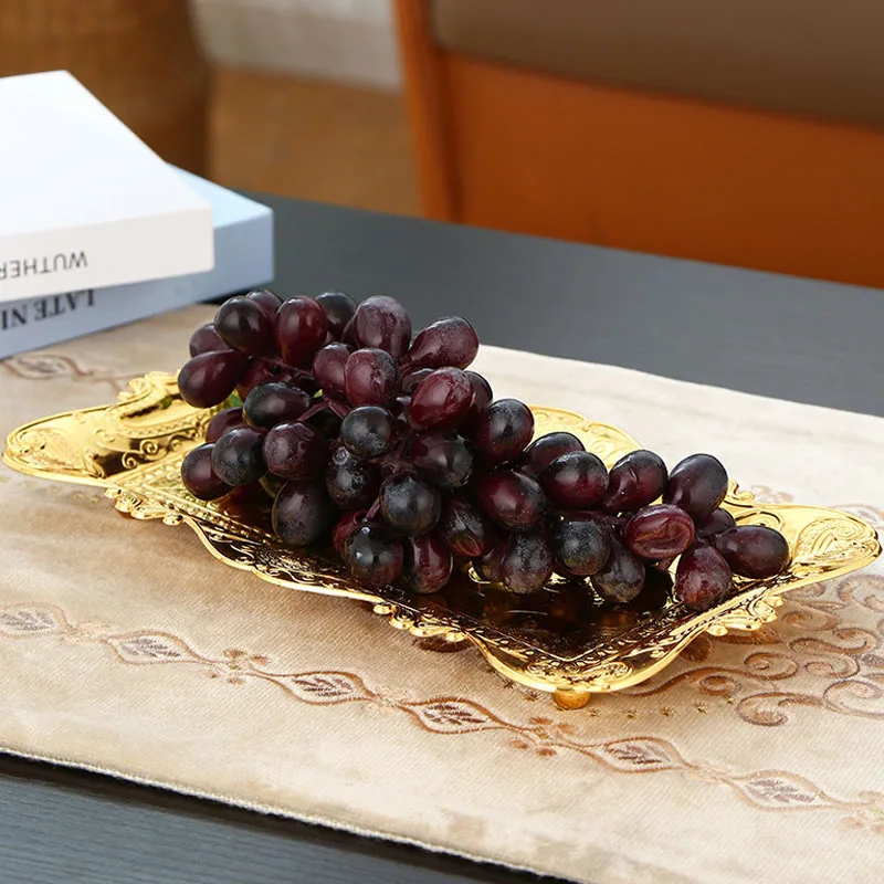 

Metal Fruit Plate Tableware Dessert Tray Snack Candy Nuts Dish Luxury Gold Food Serving Tray Kitchen Restaurant Desktop Decor