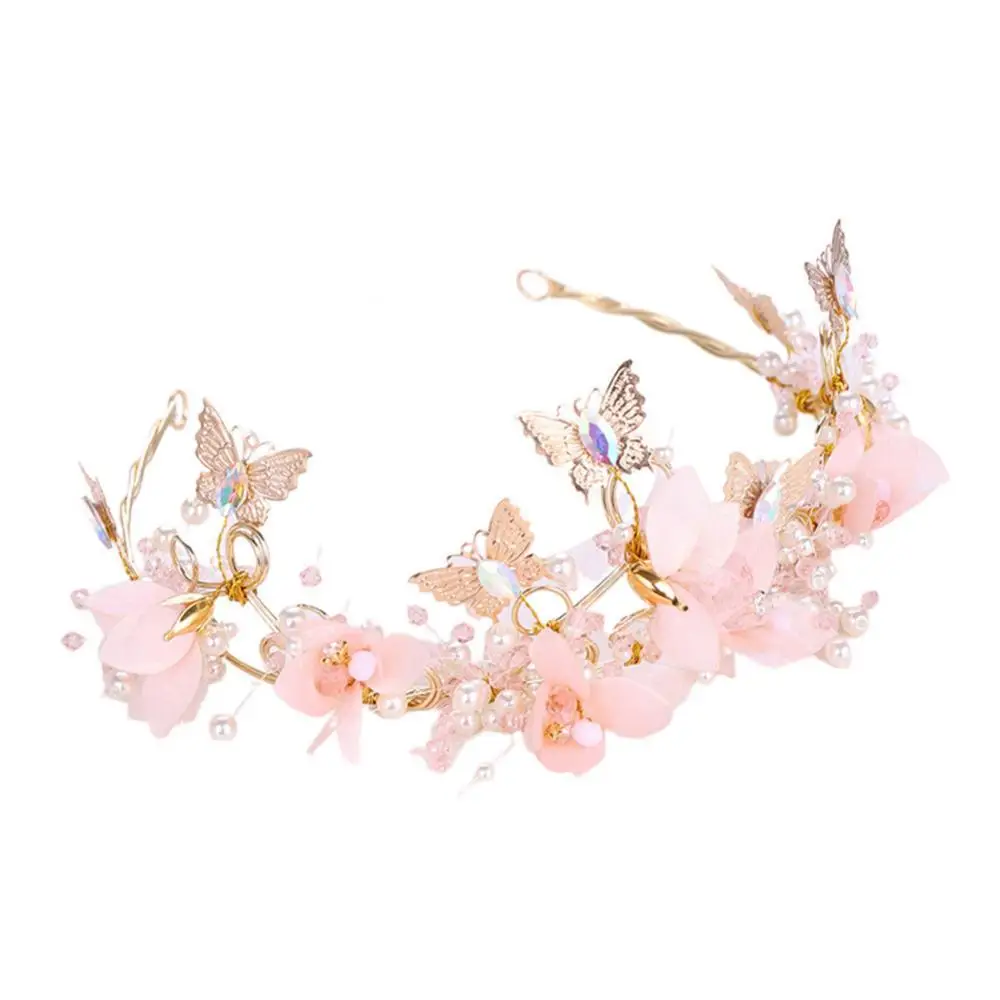 

Hot Sales Kids Faux Pearl Flower Butterfly Crown Tiara Headband Princess Party Headwear