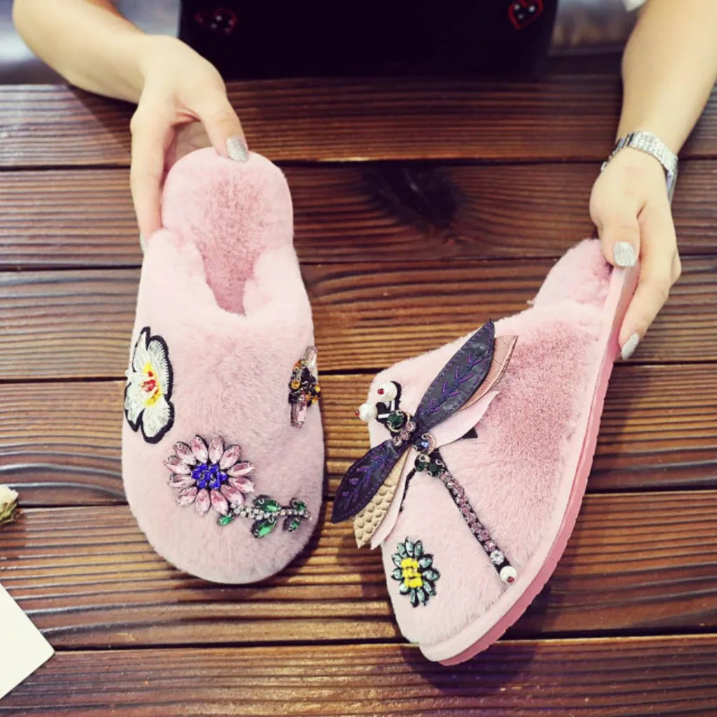 

Women's Flat Cotton Shoes Slippers Winter Slippers Outsole Cotton-padded Shoes Female Cashmere Warm Casual Shoes Slippers #srn