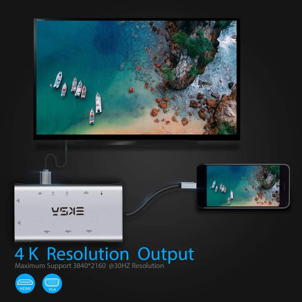 EKSA USB Type C концентратор к 3 0 HDMI RJ45 usb-хаб для MacBook Pro Аксессуары сплиттер Мульти 10