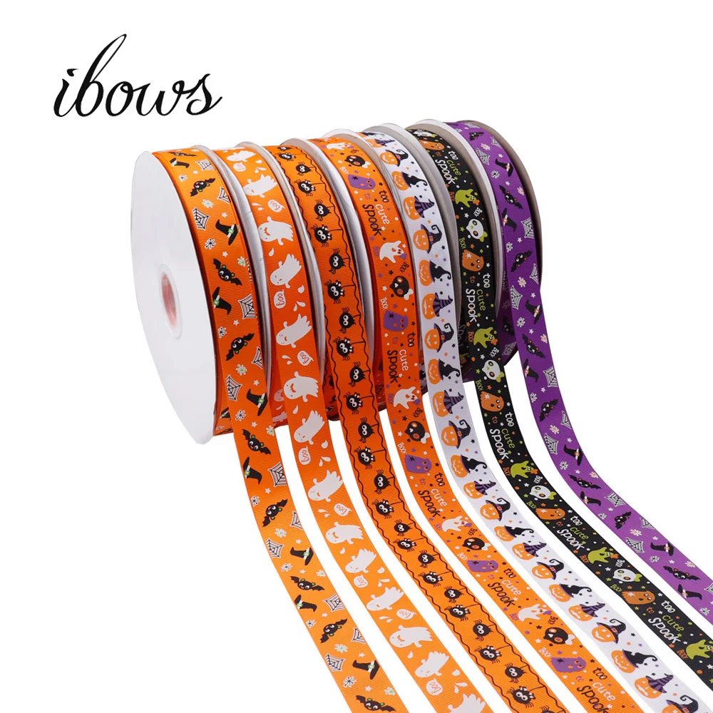 5 ярдов (25 мм) на тему Хеллоуина ленты в виде приведения и тыквы с принтом